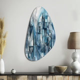 Blue Abstracted Harmonies Of Shape III - Asymmetric Metal Wall Art