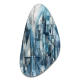 Blue Abstracted Harmonies Of Shape III - Asymmetric Metal Wall Art