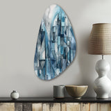 Blue Abstracted Harmonies Of Shape III - Asymmetric Metal Wall Art