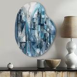 Blue Abstracted Harmonies Of Shape III - Asymmetric Metal Wall Art