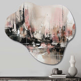 Pink Black Minimalims Fludity I - Asymmetric Metal Wall Art