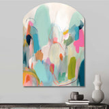 Pink Blue Minimalims Fludity III - Asymmetric Metal Wall Art