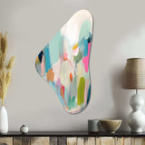 Pink Blue Minimalims Fludity III - Asymmetric Metal Wall Art