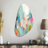 Pink Blue Minimalims Fludity III - Asymmetric Metal Wall Art