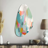 Pink Blue Minimalims Fludity IV - Asymmetric Metal Wall Art