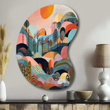 Pink Blue Minimalims Explosion - Asymmetric Metal Wall Art