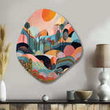 Pink Blue Minimalims Explosion - Asymmetric Metal Wall Art