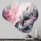 Evolving In Pink Grey Liquid Ink I - Asymmetric Metal Wall Art