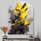 Yellow Grey Vibrant Swirls I - Asymmetric Metal Wall Art