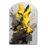 Yellow Grey Vibrant Swirls I - Asymmetric Metal Wall Art