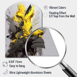 Yellow Grey Vibrant Swirls I - Asymmetric Metal Wall Art