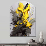 Yellow Grey Vibrant Swirls I - Asymmetric Metal Wall Art