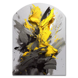 Yellow Grey Vibrant Swirls I - Asymmetric Metal Wall Art