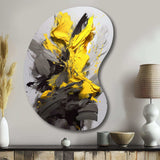 Yellow Grey Vibrant Swirls I - Asymmetric Metal Wall Art