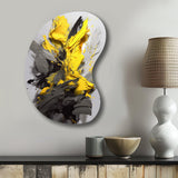 Yellow Grey Vibrant Swirls I - Asymmetric Metal Wall Art