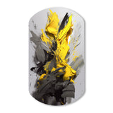 Yellow Grey Vibrant Swirls I - Asymmetric Metal Wall Art