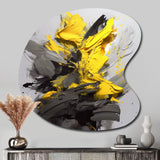 Yellow Grey Vibrant Swirls I - Asymmetric Metal Wall Art