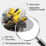 Yellow Grey Vibrant Swirls I - Asymmetric Metal Wall Art