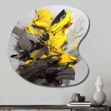 Yellow Grey Vibrant Swirls I - Asymmetric Metal Wall Art