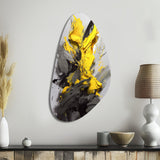 Yellow Grey Vibrant Swirls I - Asymmetric Metal Wall Art