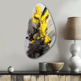 Yellow Grey Vibrant Swirls I - Asymmetric Metal Wall Art