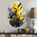 Yellow Grey Vibrant Swirls I - Asymmetric Metal Wall Art