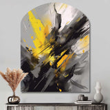 Yellow Grey Vibrant Swirls II - Asymmetric Metal Wall Art