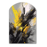 Yellow Grey Vibrant Swirls II - Asymmetric Metal Wall Art