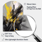 Yellow Grey Vibrant Swirls II - Asymmetric Metal Wall Art