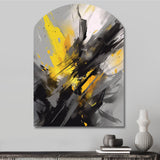 Yellow Grey Vibrant Swirls II - Asymmetric Metal Wall Art