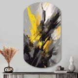 Yellow Grey Vibrant Swirls II - Asymmetric Metal Wall Art