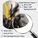 Yellow Grey Vibrant Swirls II - Asymmetric Metal Wall Art