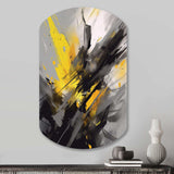 Yellow Grey Vibrant Swirls II - Asymmetric Metal Wall Art