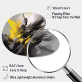 Yellow Grey Vibrant Swirls II - Asymmetric Metal Wall Art