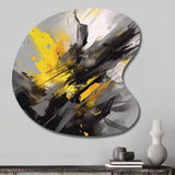 Yellow Grey Vibrant Swirls II - Asymmetric Metal Wall Art