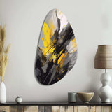 Yellow Grey Vibrant Swirls II - Asymmetric Metal Wall Art