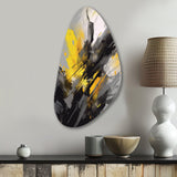 Yellow Grey Vibrant Swirls II - Asymmetric Metal Wall Art