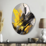 Yellow Grey Vibrant Swirls II - Asymmetric Metal Wall Art