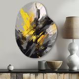 Yellow Grey Vibrant Swirls II - Asymmetric Metal Wall Art