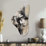 Grey Black Inner Worlds Of Marble II - Asymmetric Metal Wall Art