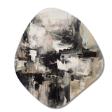 Grey Black Inner Worlds Of Marble II - Asymmetric Metal Wall Art