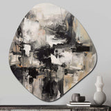 Grey Black Inner Worlds Of Marble II - Asymmetric Metal Wall Art