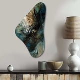 Green Black Inner Worlds Of Marble I - Asymmetric Metal Wall Art