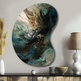 Green Black Inner Worlds Of Marble I - Asymmetric Metal Wall Art