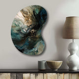 Green Black Inner Worlds Of Marble I - Asymmetric Metal Wall Art