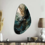 Green Black Inner Worlds Of Marble I - Asymmetric Metal Wall Art