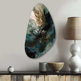 Green Black Inner Worlds Of Marble I - Asymmetric Metal Wall Art