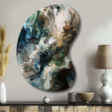 Green Black Inner Worlds Of Marble III - Asymmetric Metal Wall Art