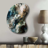 Green Black Inner Worlds Of Marble III - Asymmetric Metal Wall Art