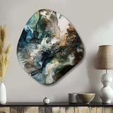 Green Black Inner Worlds Of Marble III - Asymmetric Metal Wall Art